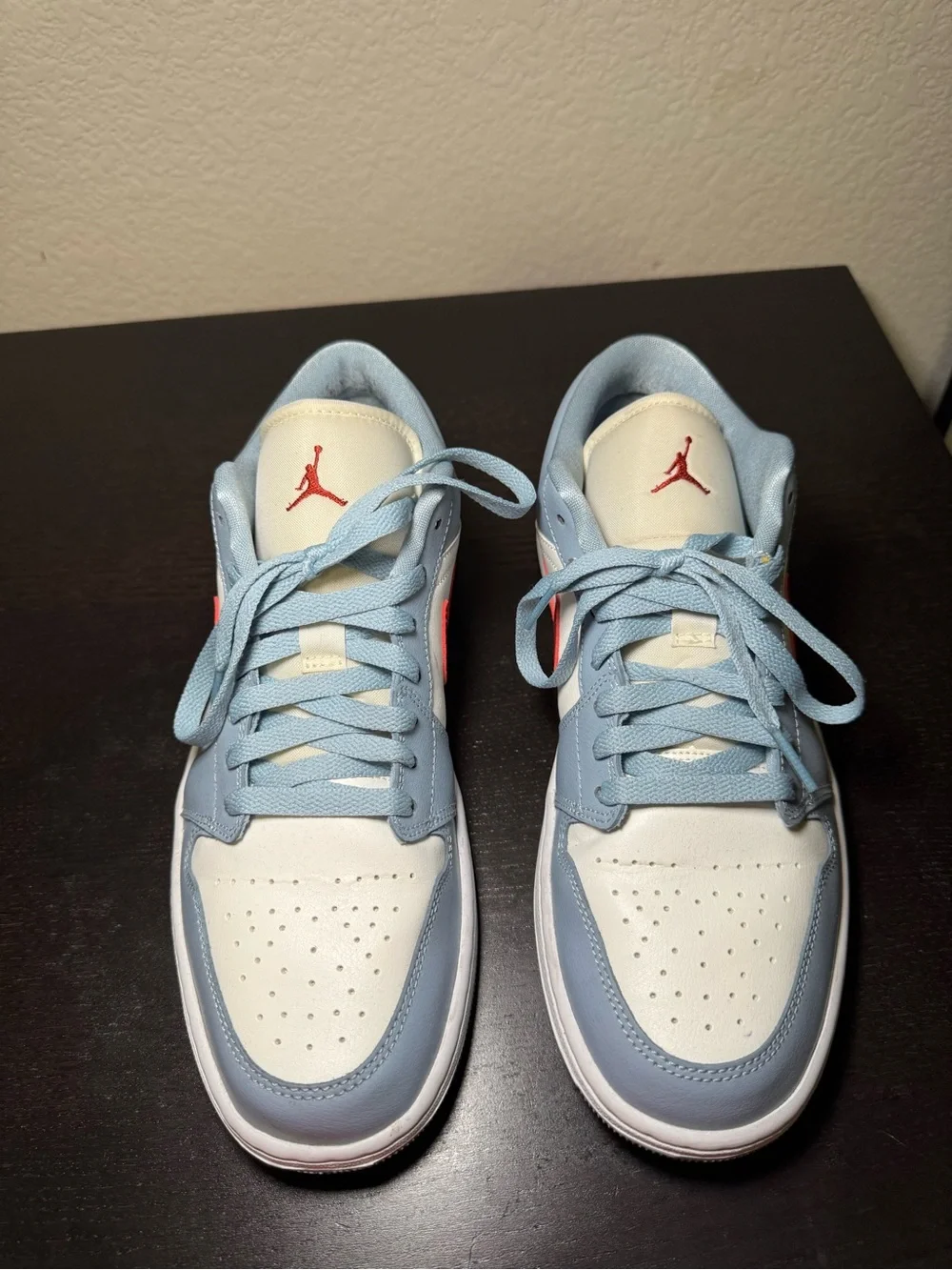 Nike Air Jordan 1 Low - Light Blue, White & Red Swoosh